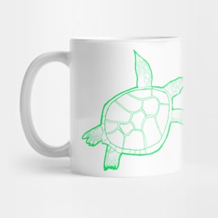 Beautiful swimming turtle bright green Mug